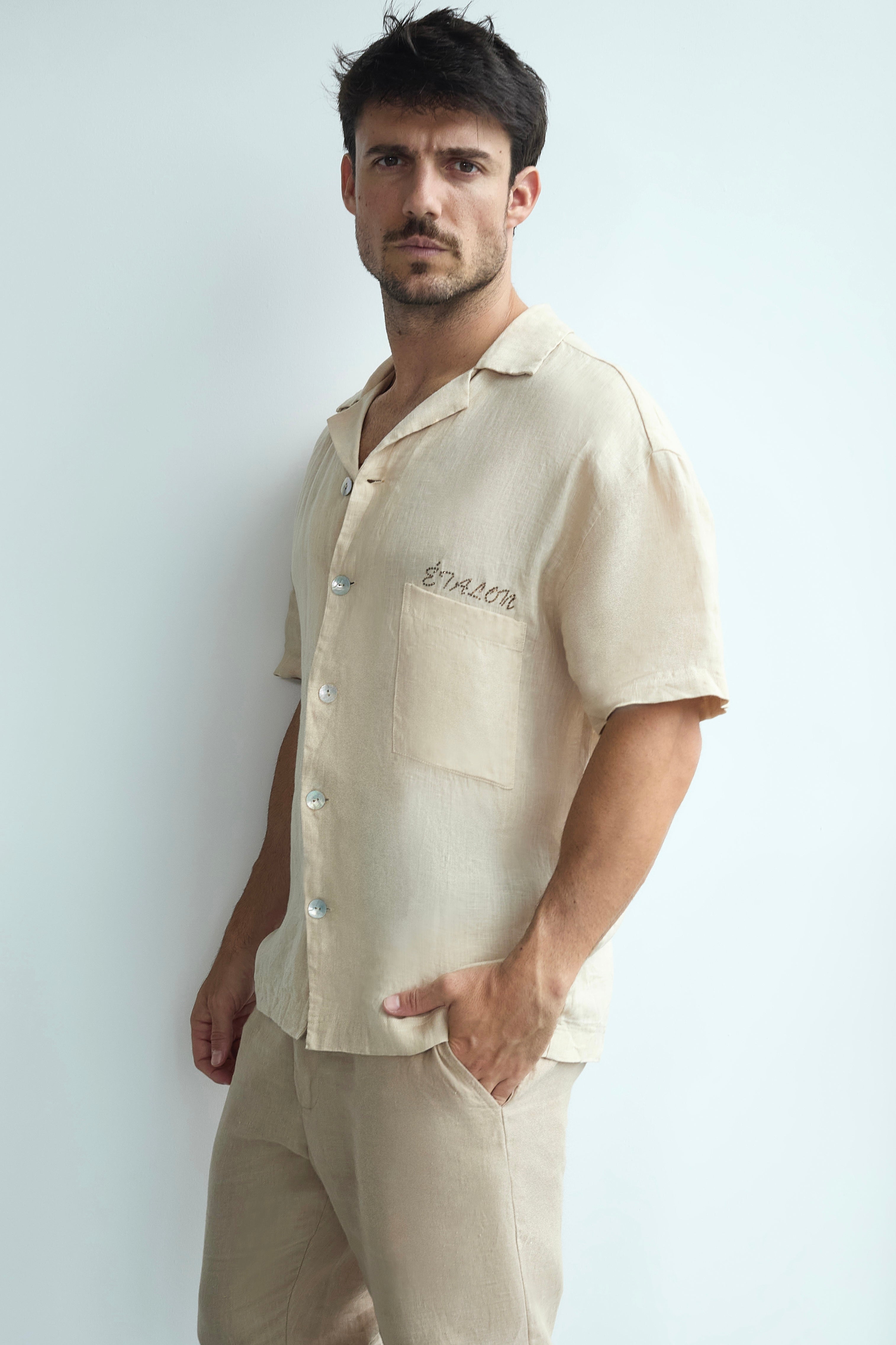 Camisa de lino Crystal Palm Tree