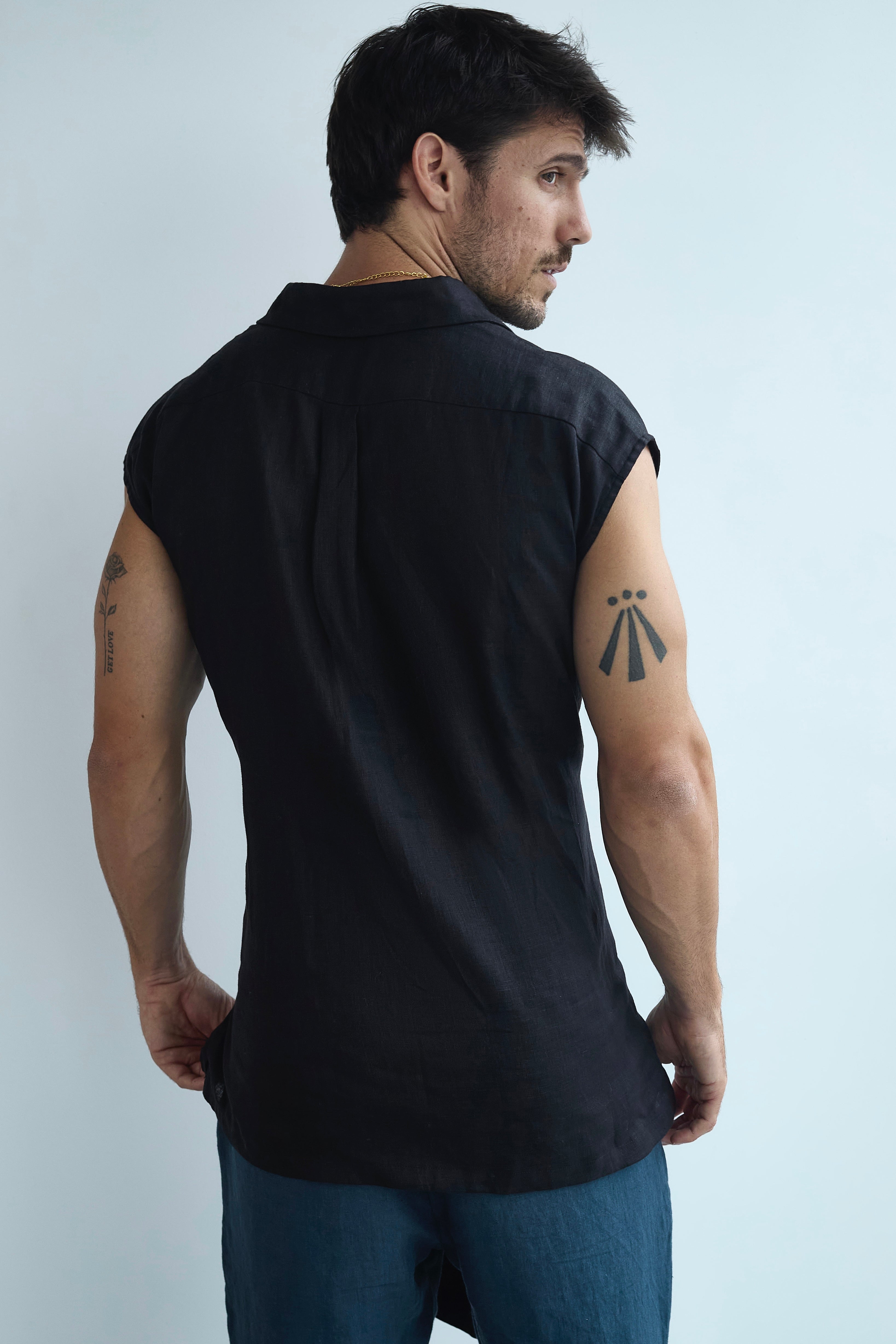 Tie Linen Sleeveless Shirt