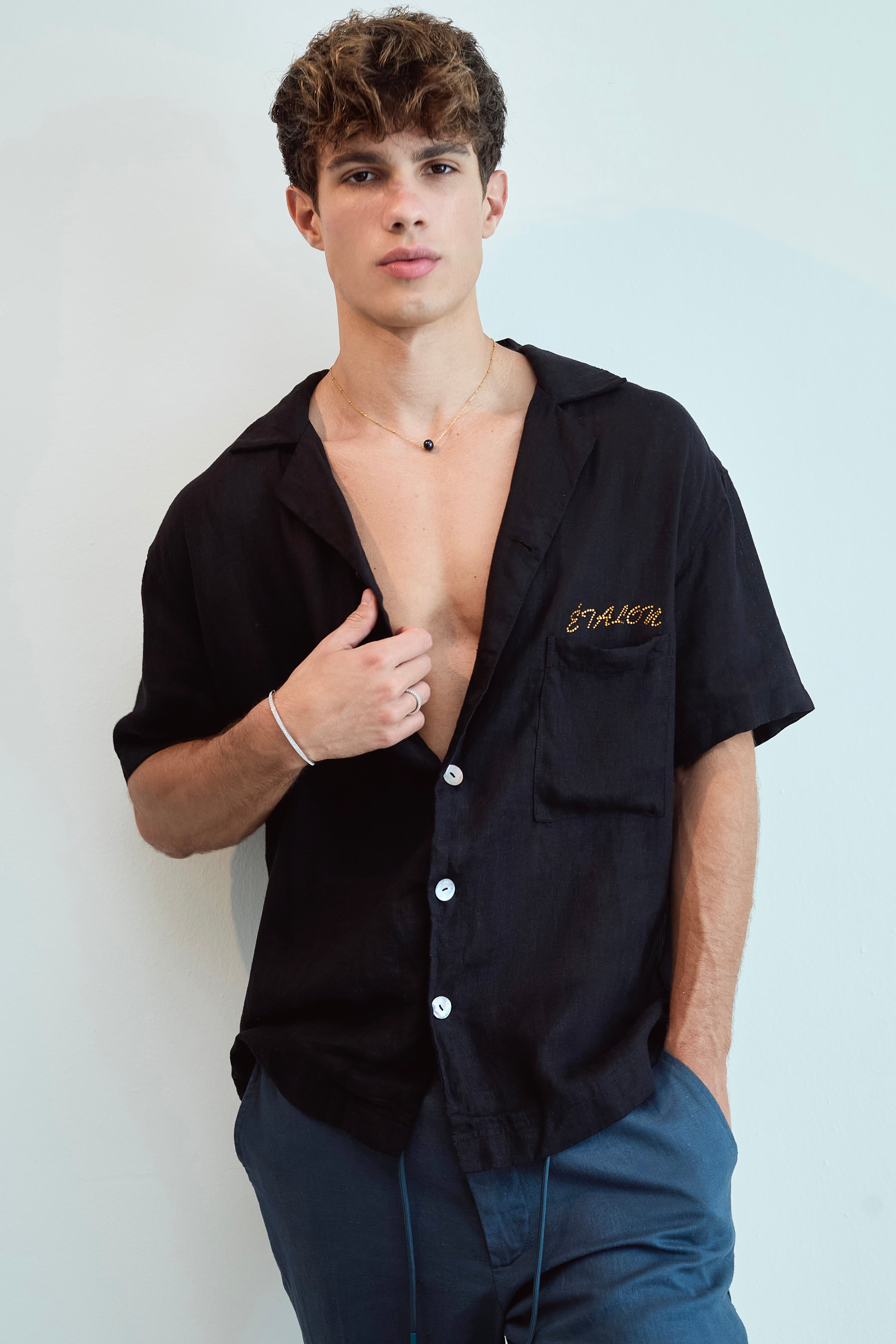 Camisa de lino Crystal Palm Tree