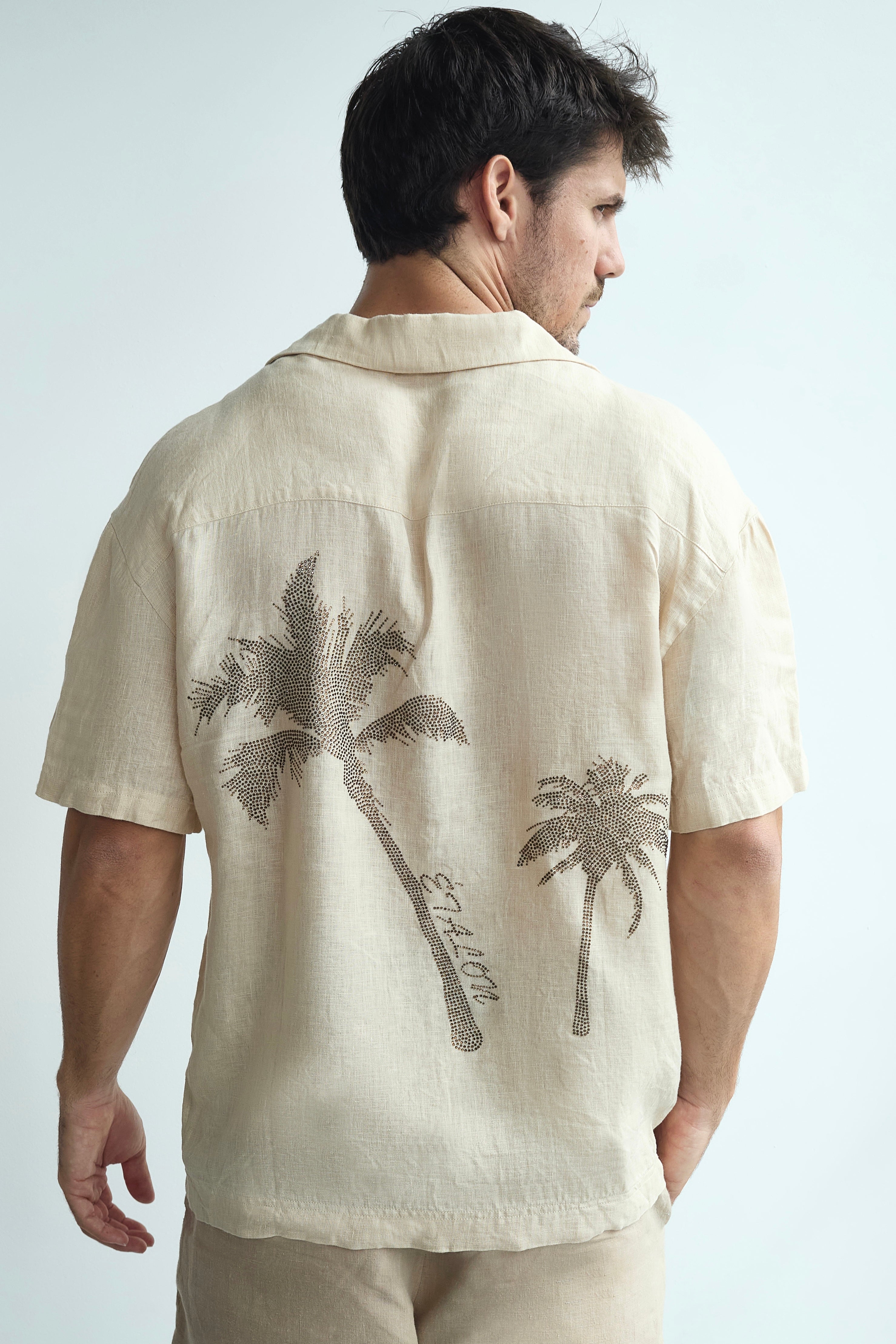 Crystal Palm Tree Linen Shirt