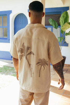 Crystal Palm Tree Linen Shirt