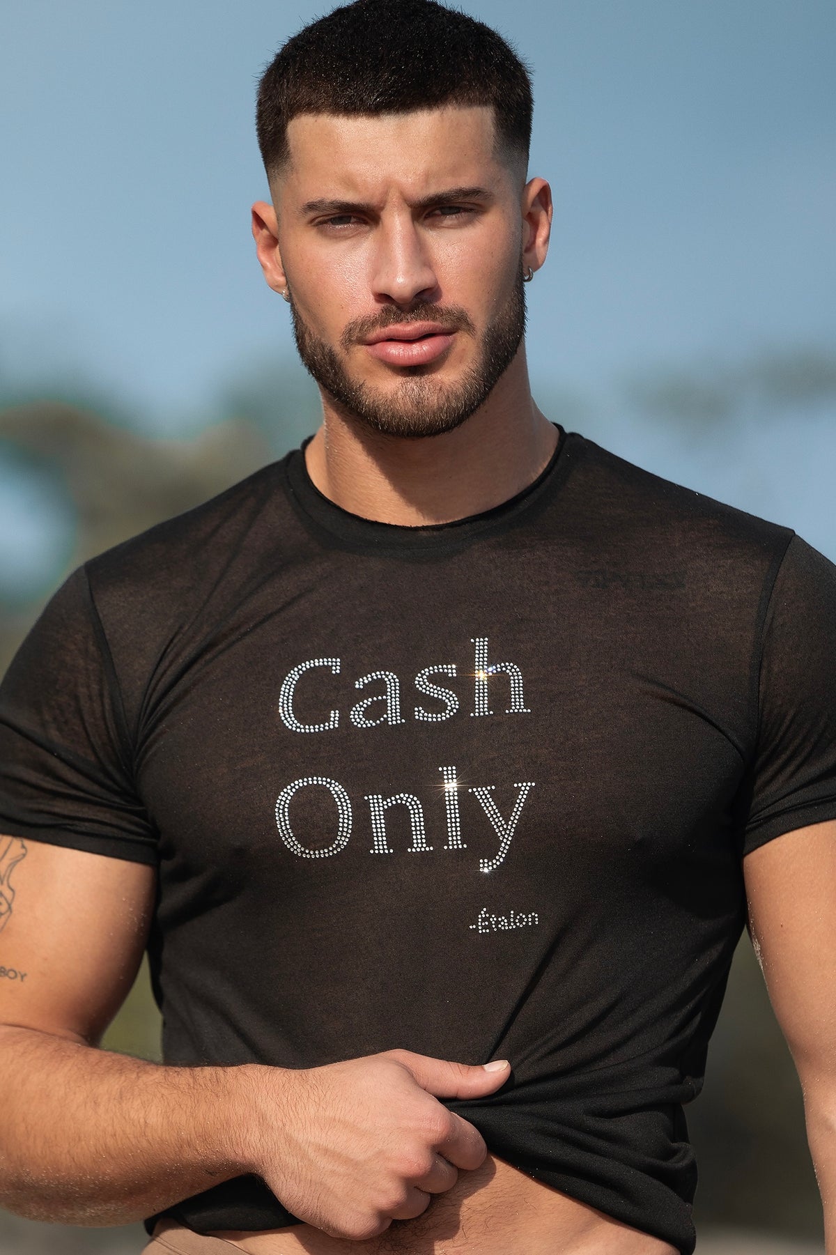 Mister Tee Shirt 'Cash Only' in Anthracite | ABOUT YOU