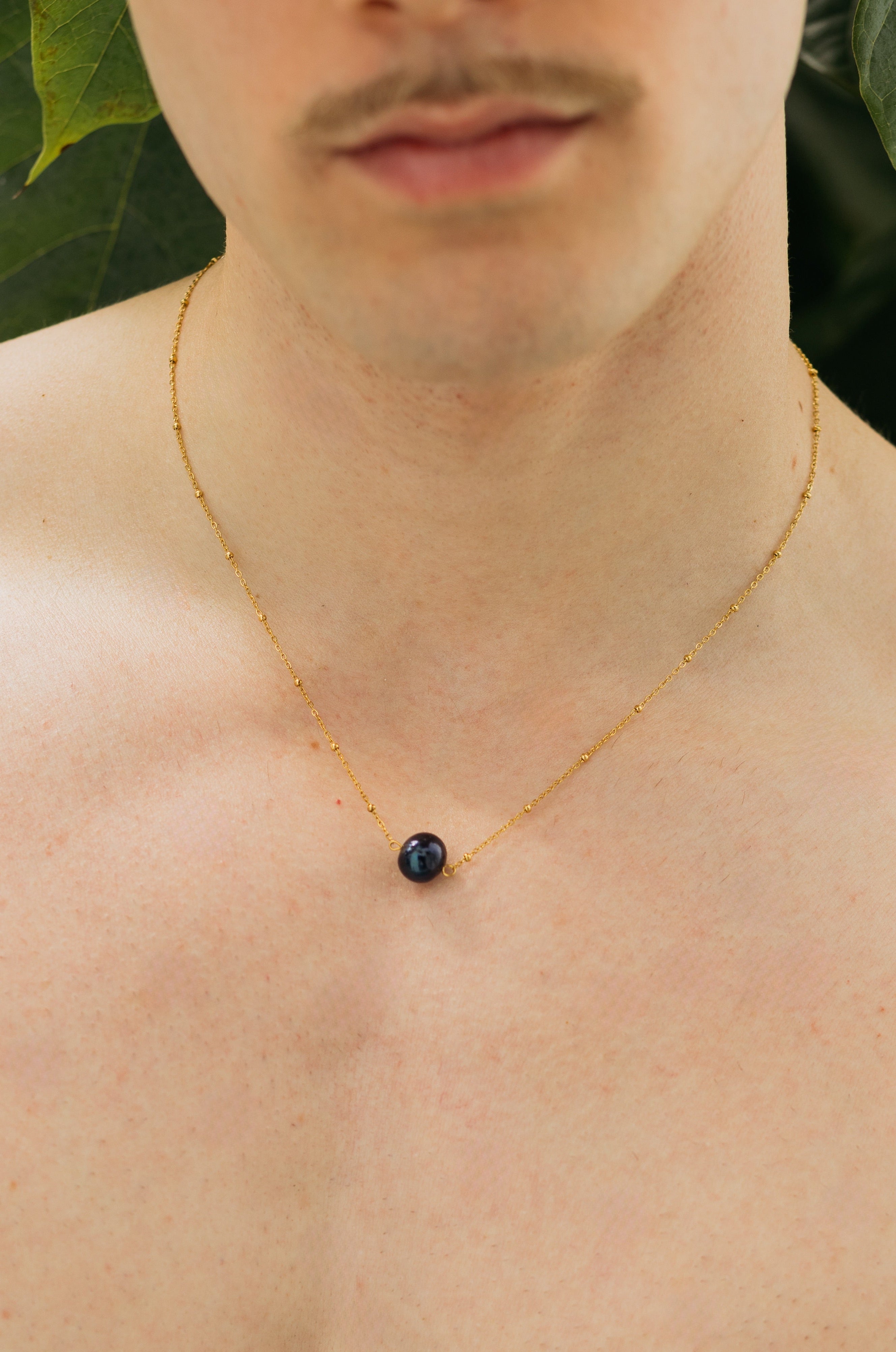 goen ネックレス　onyx black pearl chain One Black Pearl Necklace