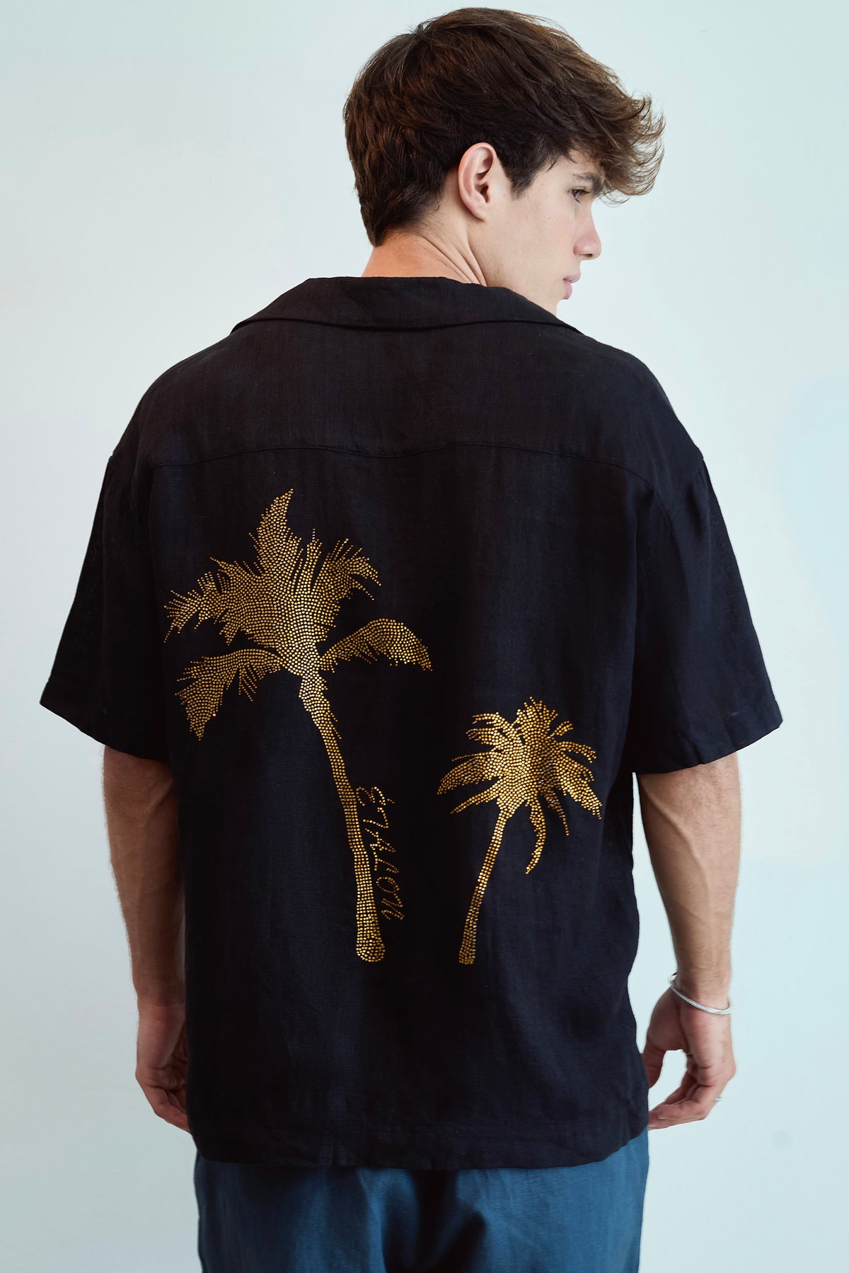 Crystal Palm Tree Linen Shirt 02