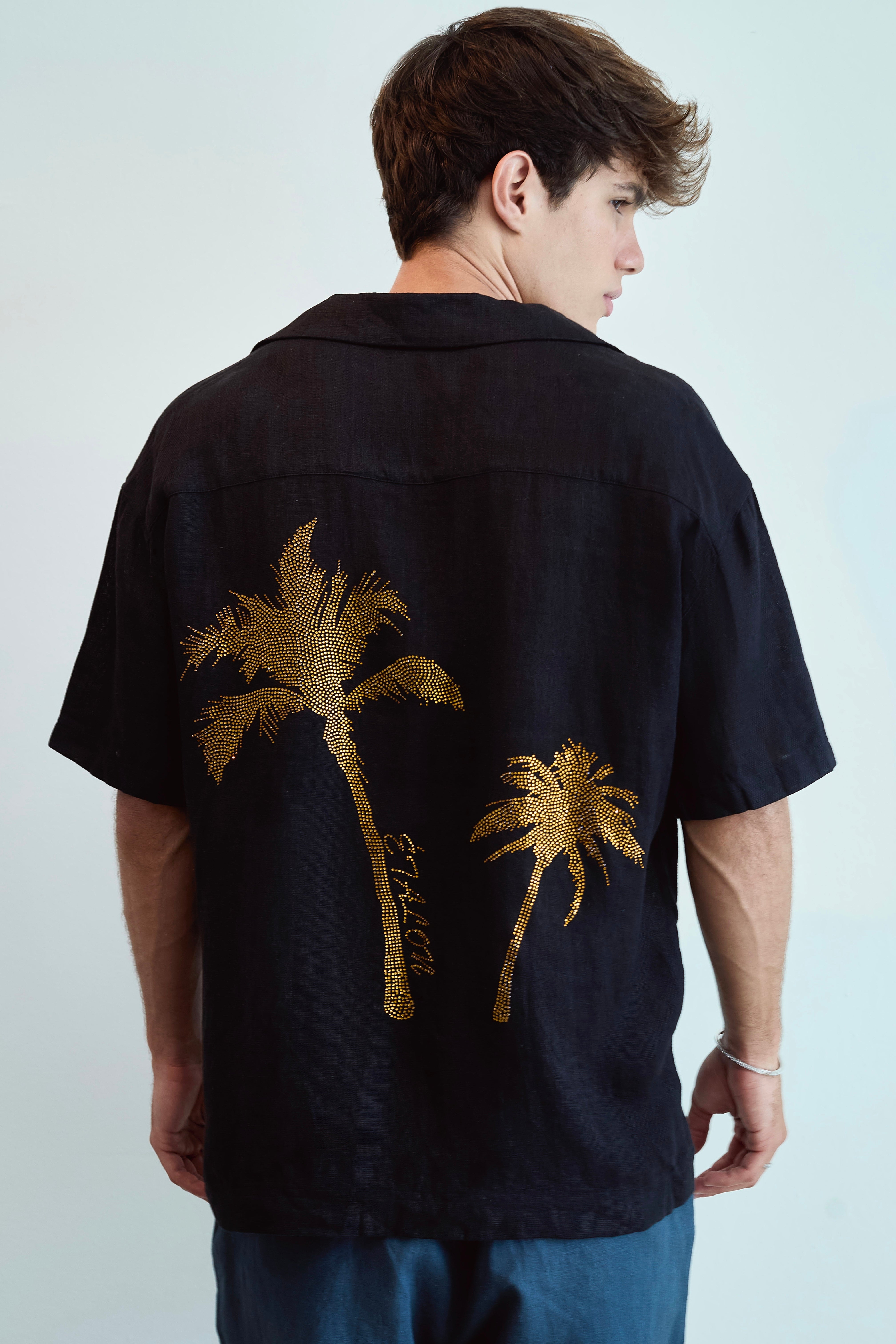 Crystal Palm Tree Linen Shirt