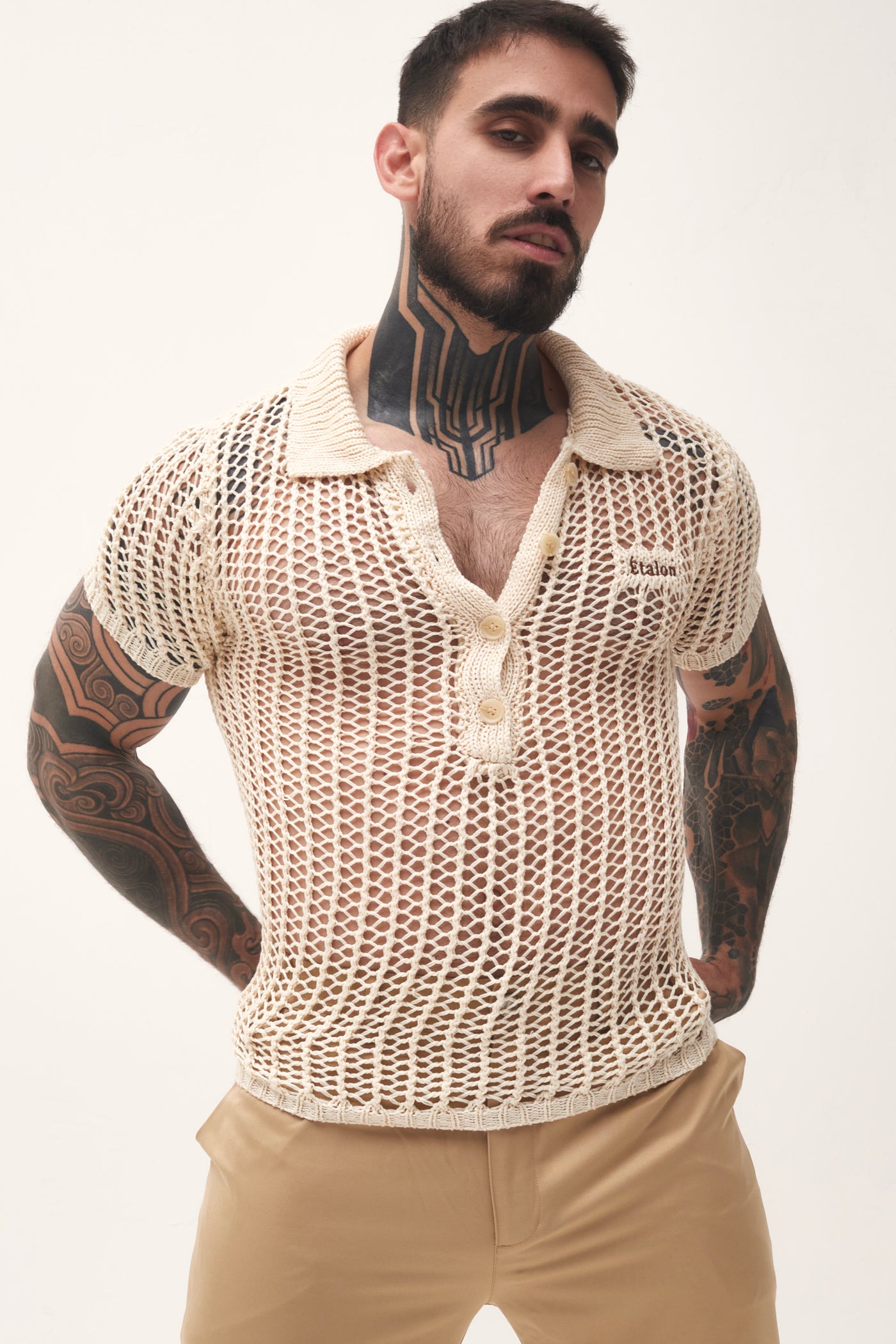 MY_ BEARD SHORT POLO KNIT[BLACK] トップス