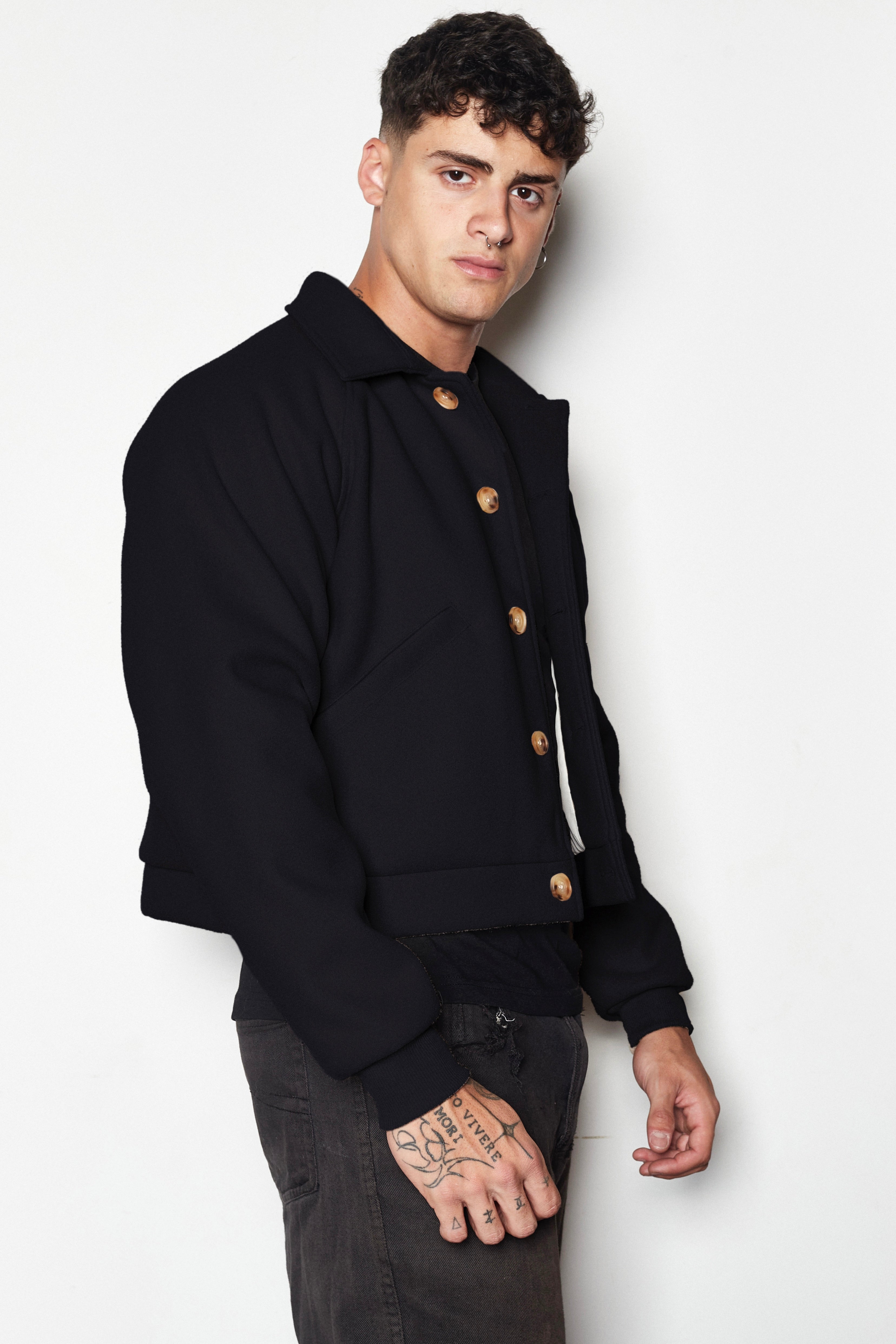 ジャケット・アウター Cropped Wool Bomber Jacket Dimaro Wool Cropped Bomber Jacket - Black – The Frankie Shop Europe